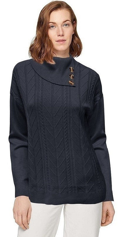 COWL NECK BUTTON JUMPER
