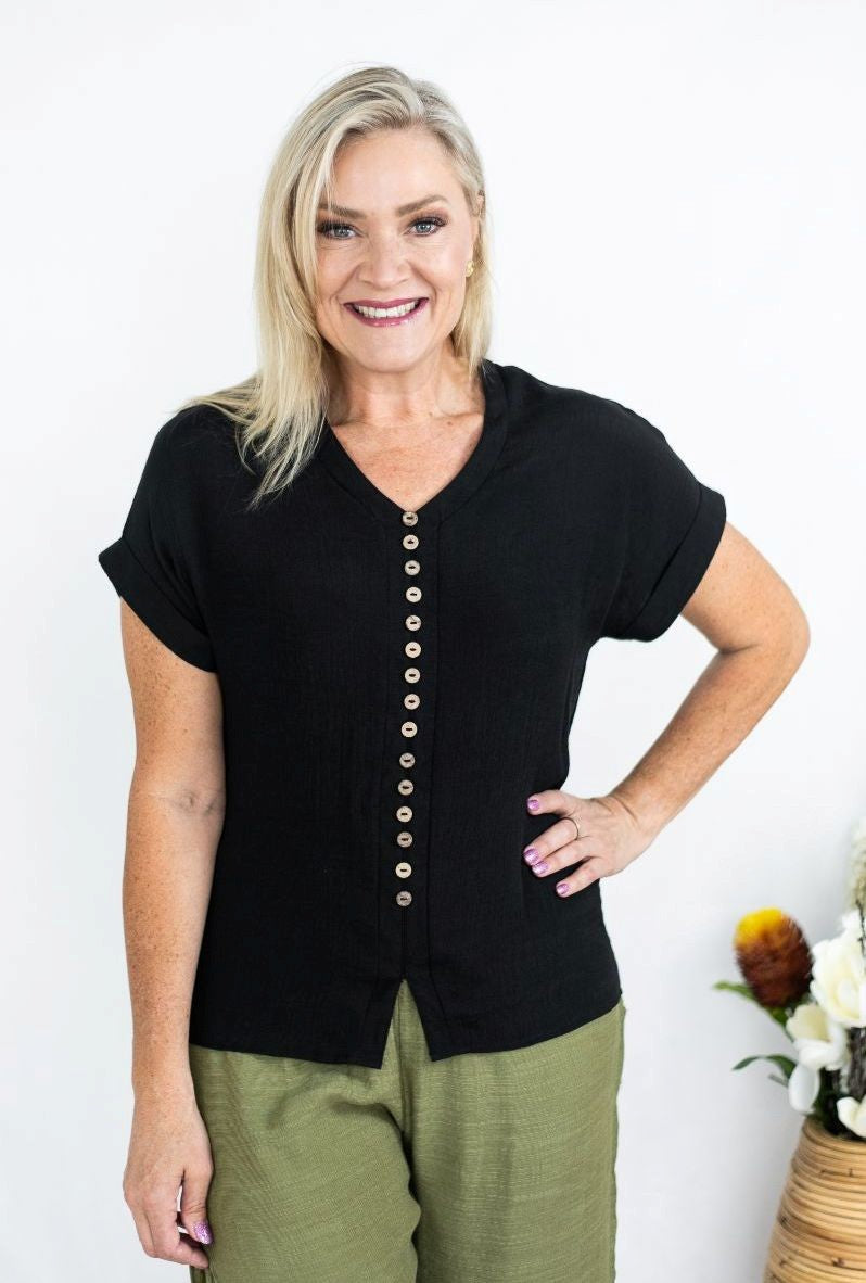 WENDI WOODEN BUTTON TOP