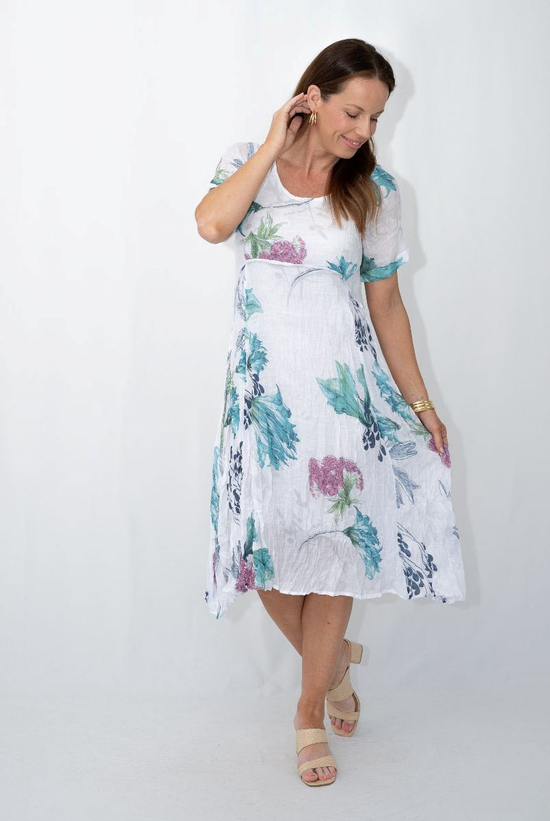 WHITE FLORAL PANEL DRESS