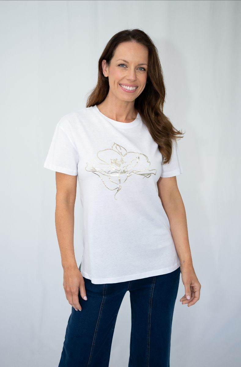 WHITE GOLD PRINT TEE