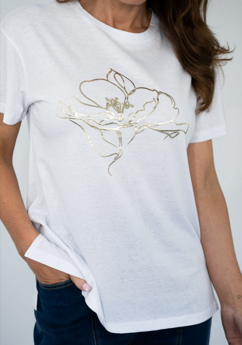 WHITE GOLD PRINT TEE
