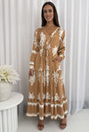 FILIGREE TAN MAXI DRESS