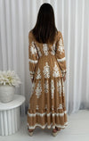 FILIGREE TAN MAXI DRESS