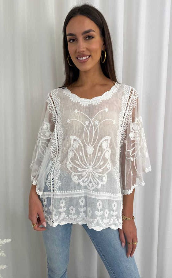 FLUTTER LACE TOP