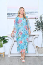 ARIEL LAYERED FLORAL SILK DRESS