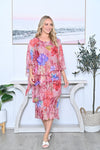 ARIEL LAYERED FLORAL SILK DRESS