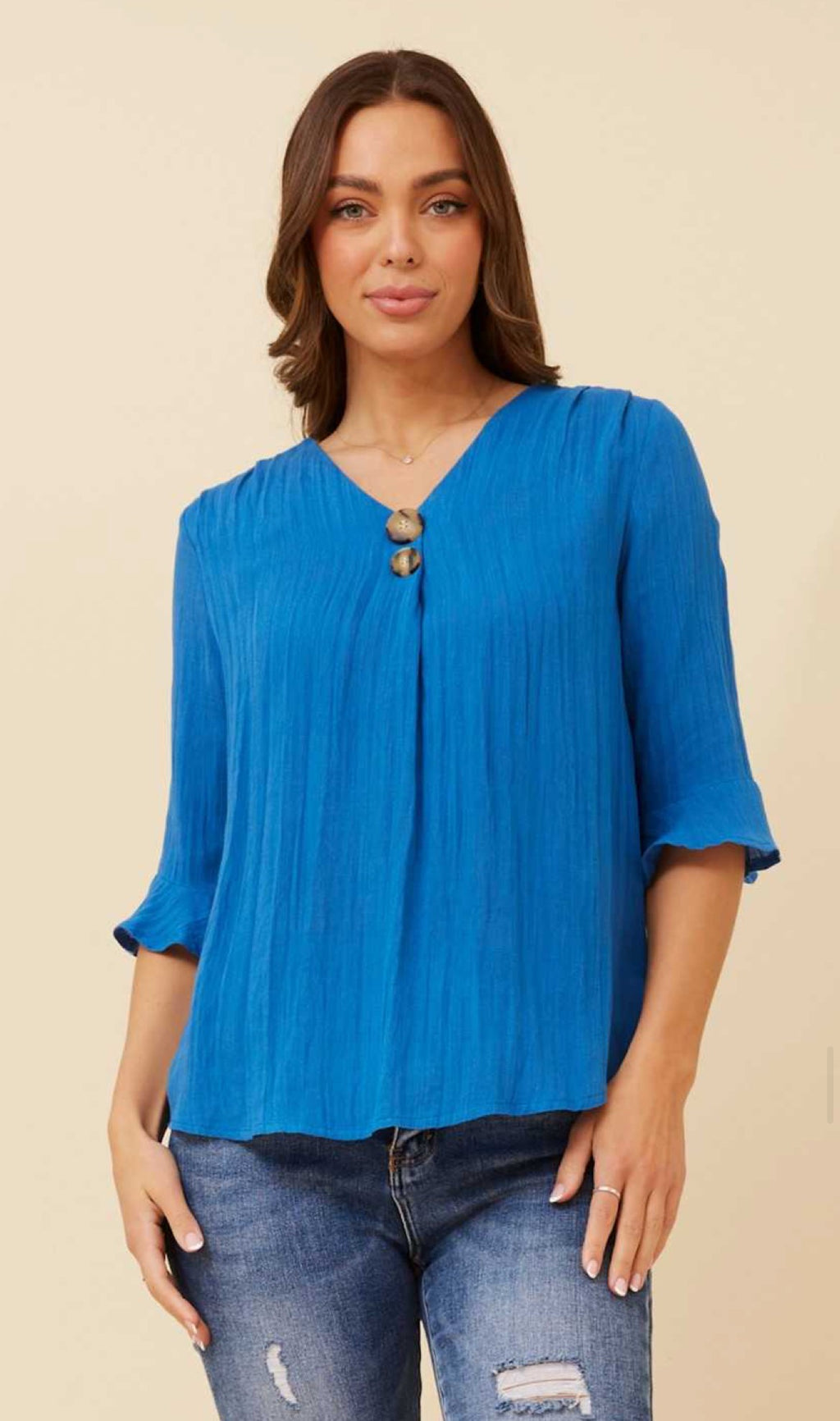 BETTINA BUTTON DETAIL TOP