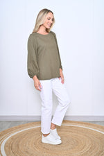 ANDREA LONG SLEEVE LINEN TOP