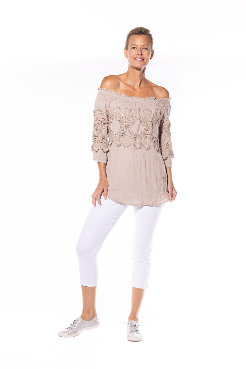 CAFE LATTE PEASANT TOP