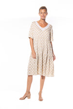 CAFE LATTE SPOTTED DRESS