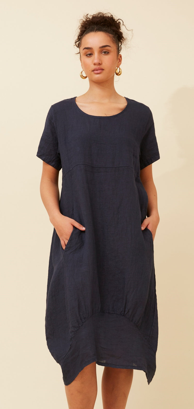 NAVY LINEN DRESS