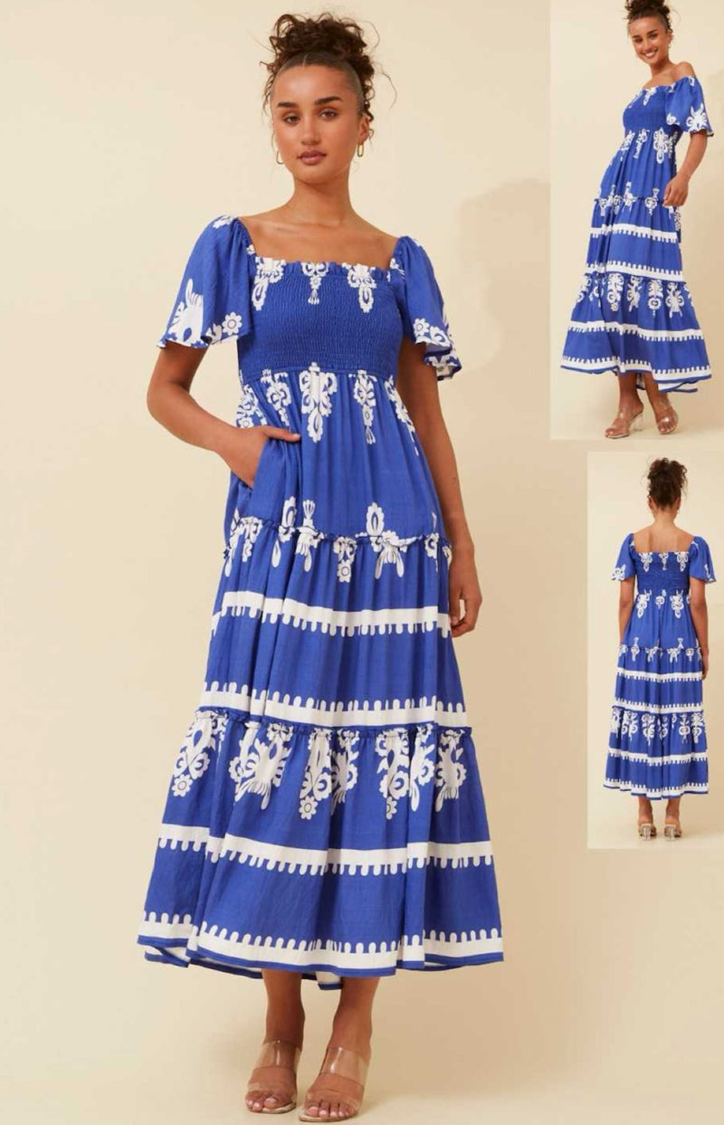 CARAN BLUE MAXI DRESS