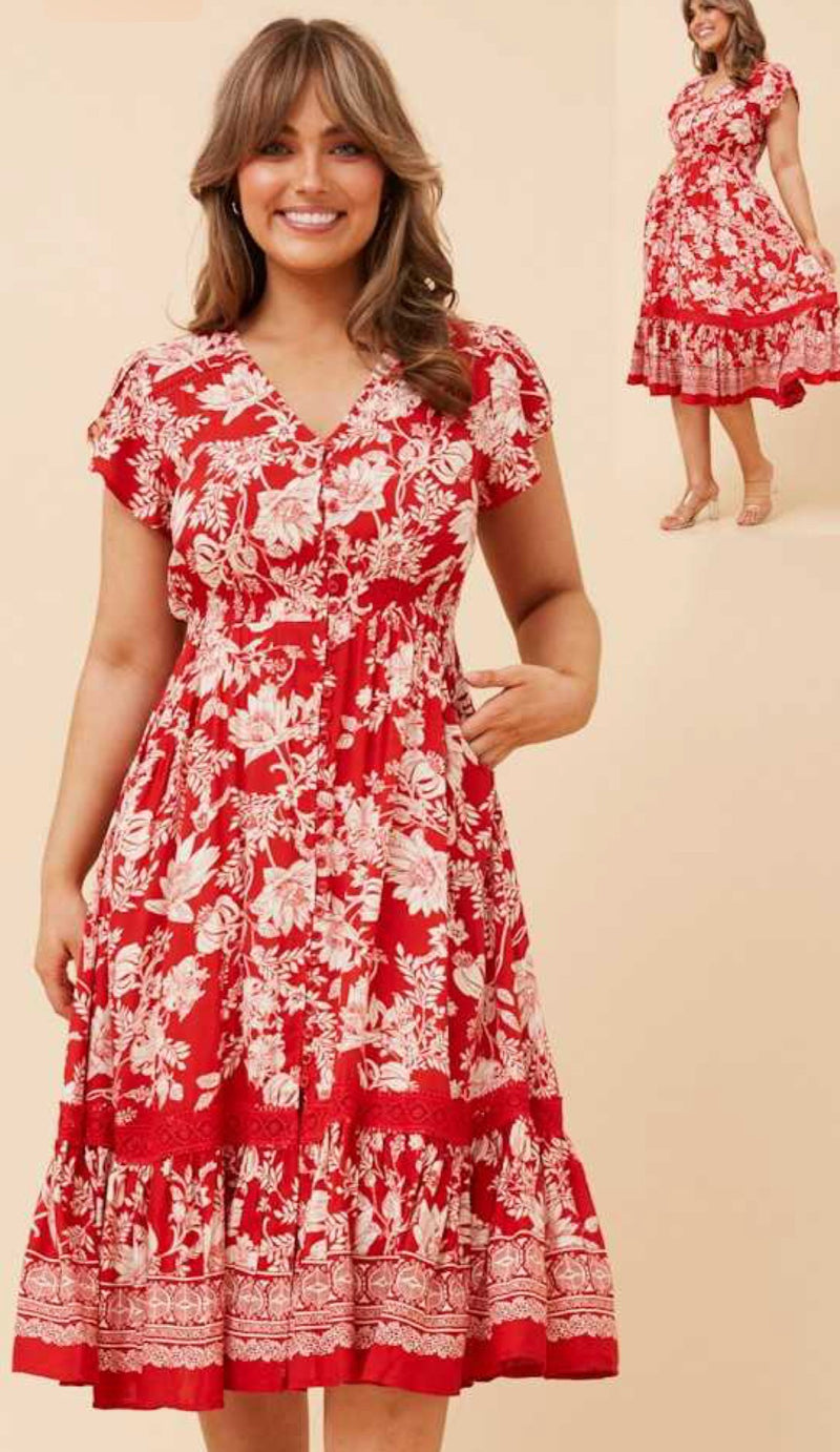 RENA FLORAL LACE DETAIL DRESS