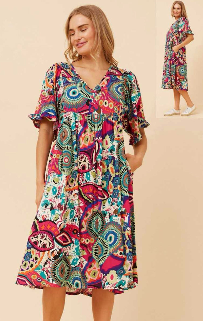 VIOLA MULTI PINK DRESS