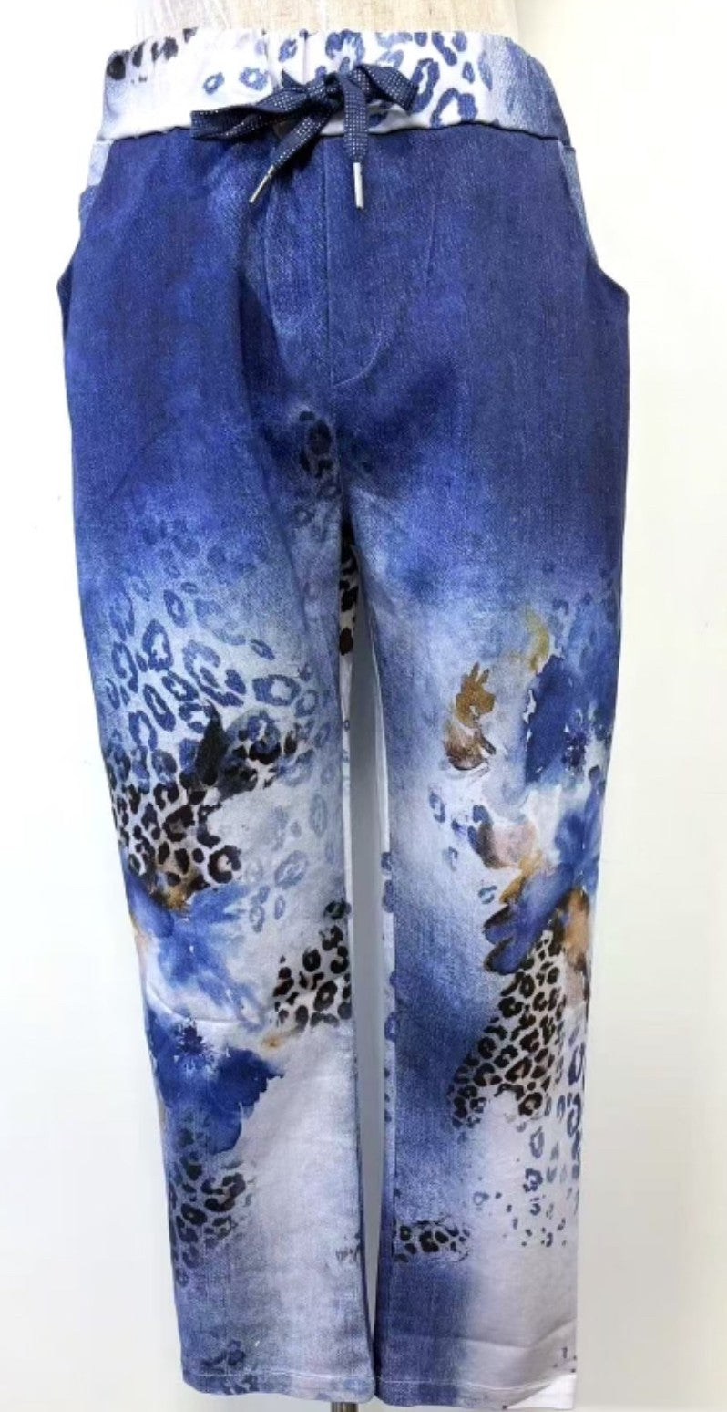 BLUE ANIMAL PRINT PANT
