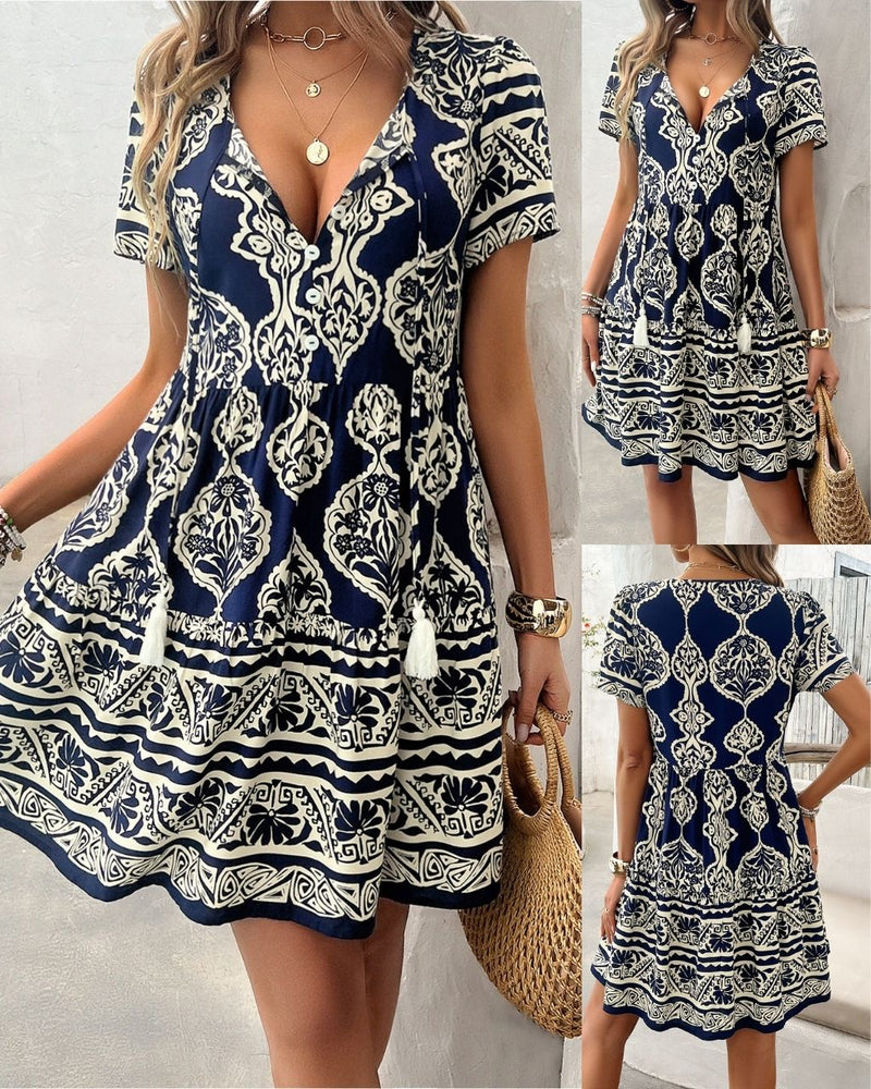 NAVY TASSEL DRESS