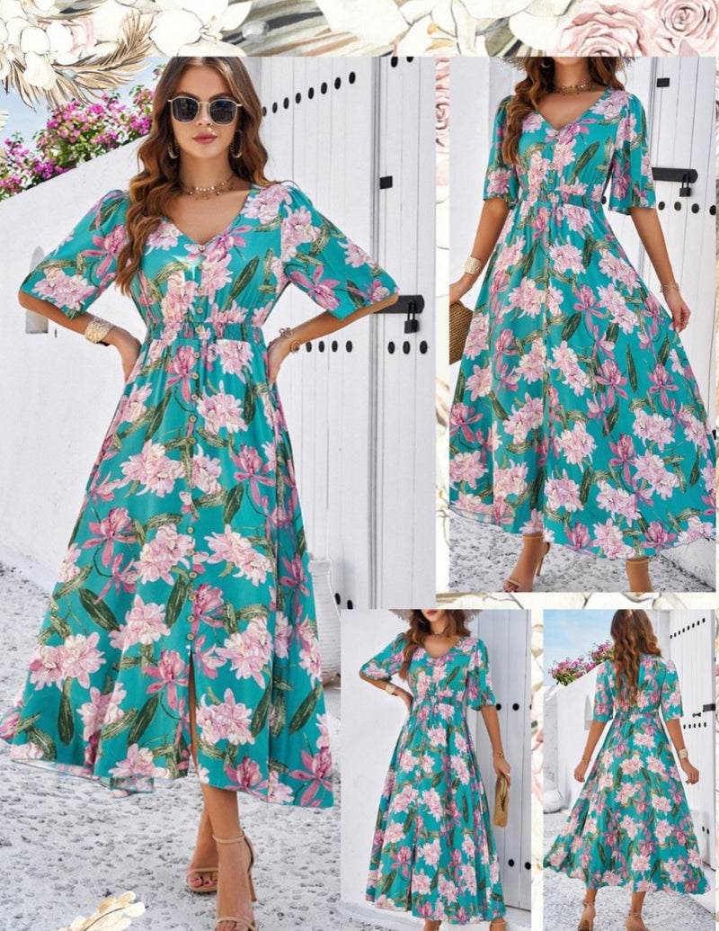 SPRING FLORAL MAXI DRESS