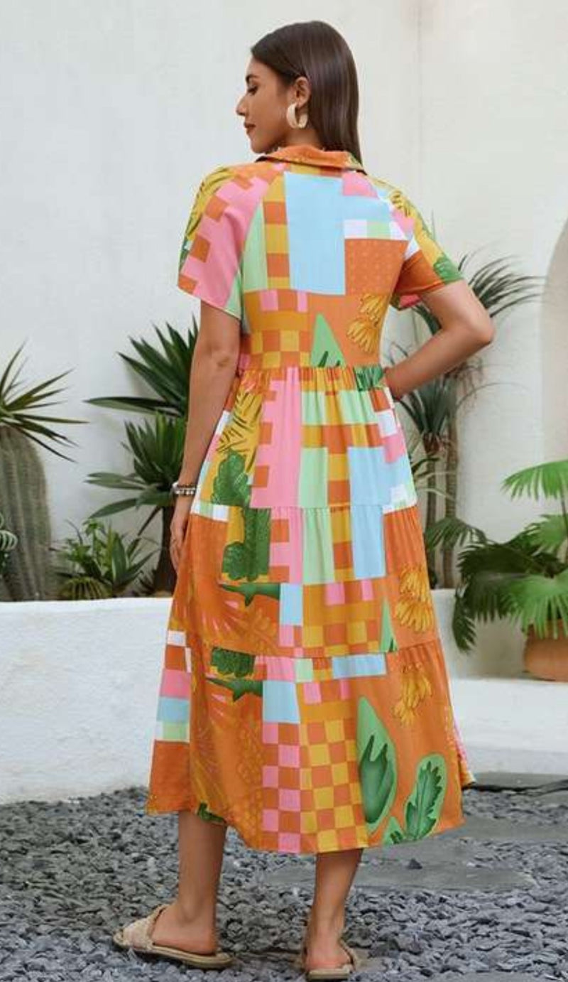 TROPICAL PRINT SHIRT DRESS