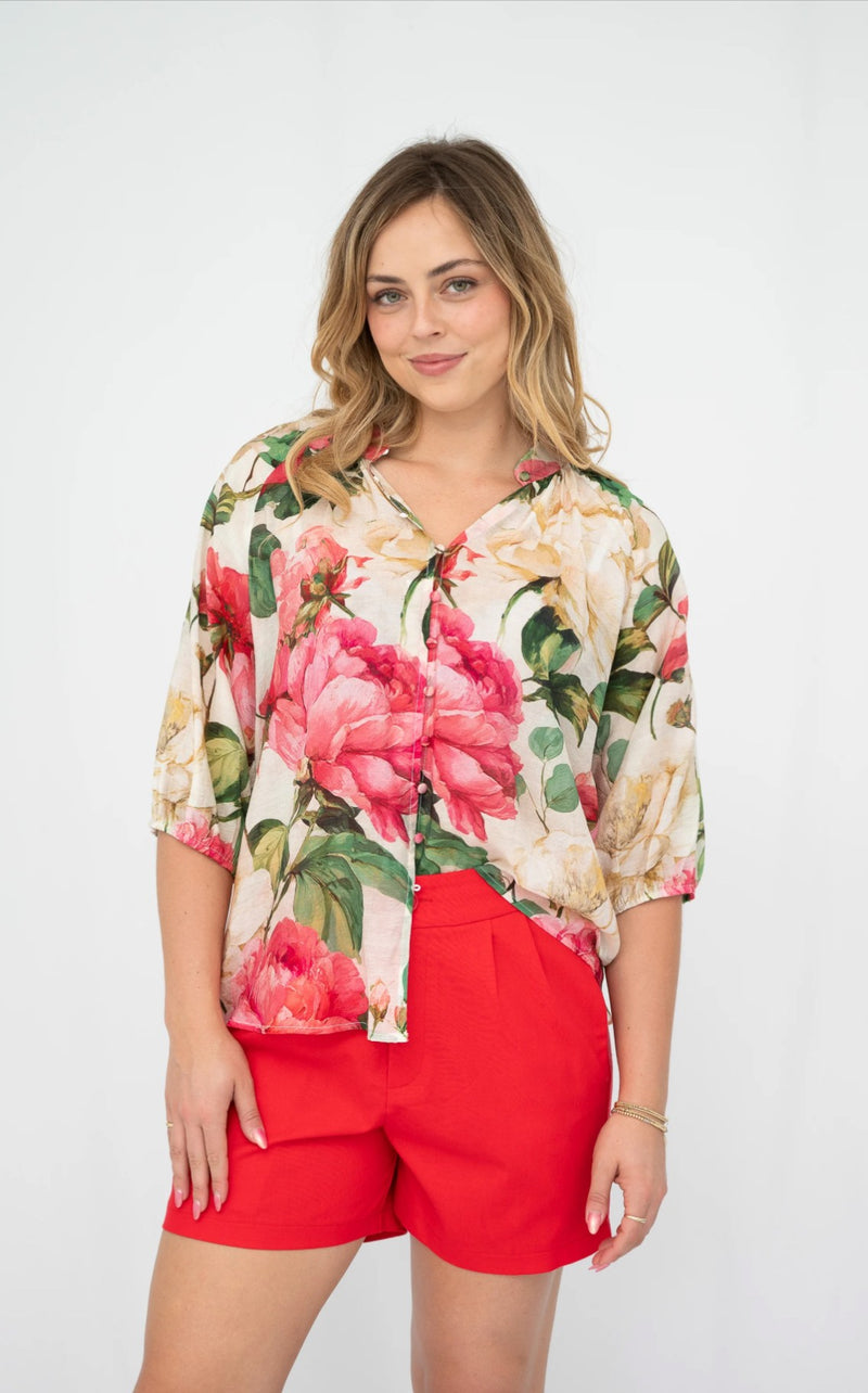 TEONY PINK FLORAL BLOUSE