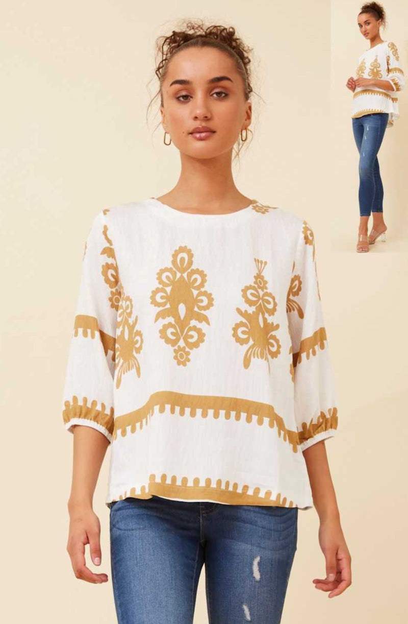 FILIGREE WHITE & BEIGE TOP