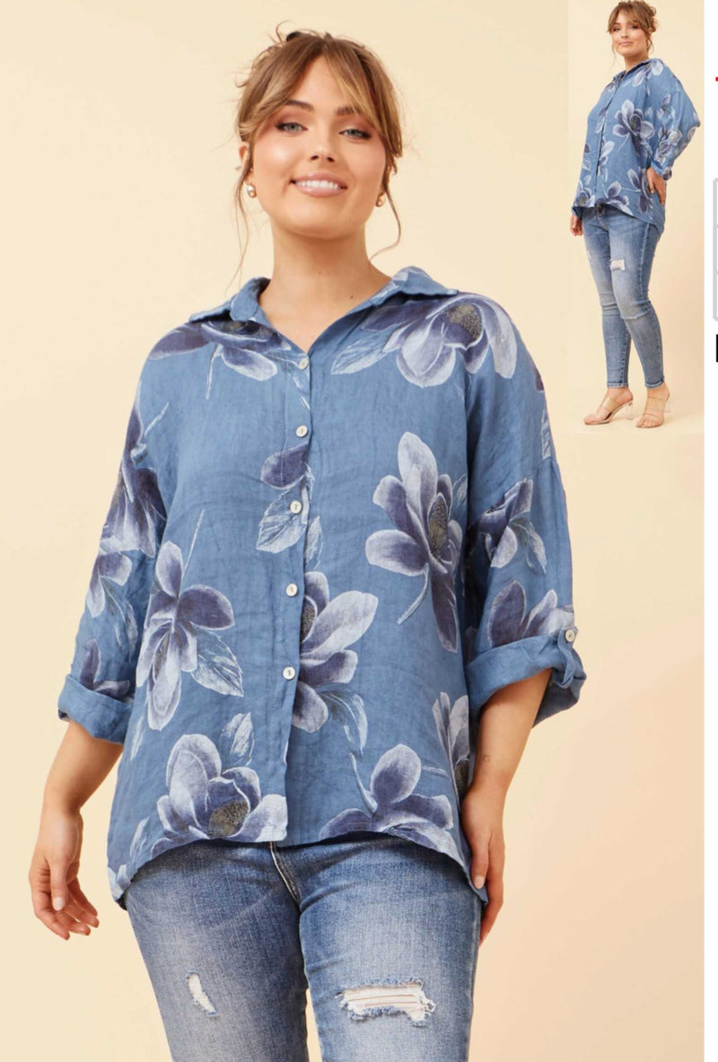 KIA BLUE FLORAL SHIRT