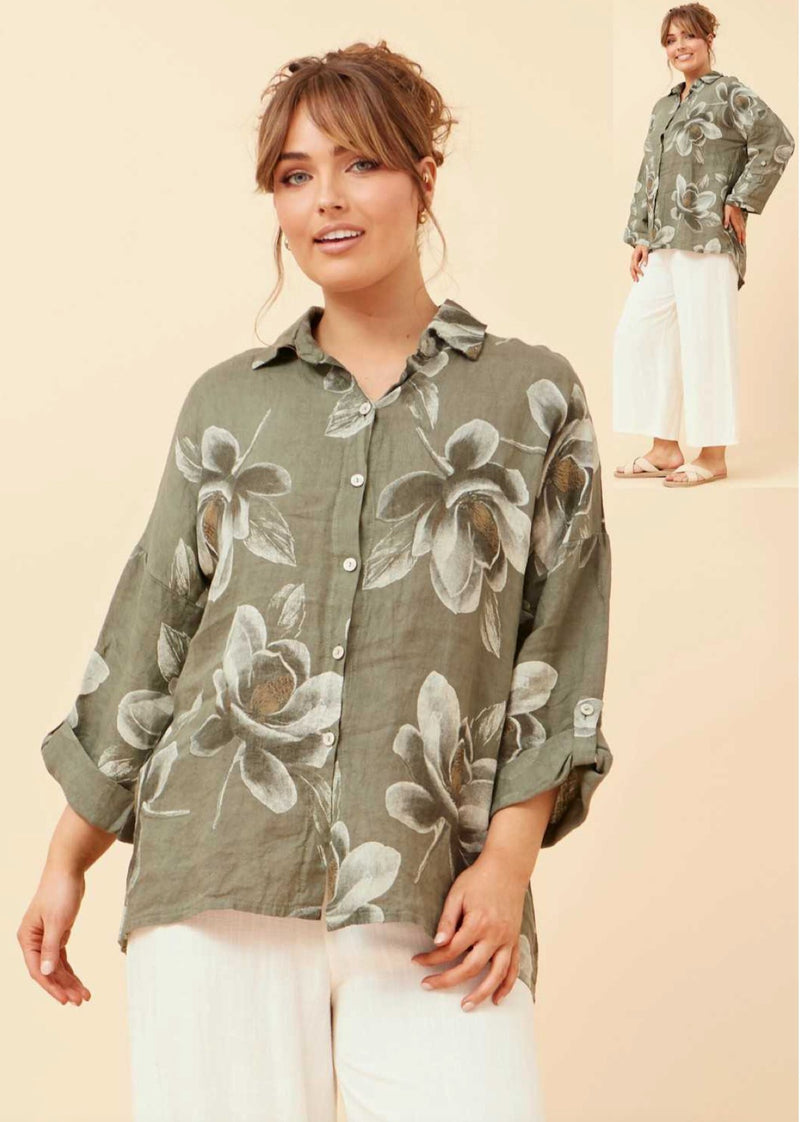 KIA KHAKI FLORAL SHIRT