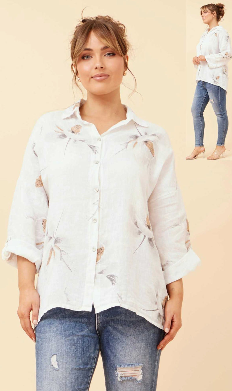 KIA WHITE FLORAL SHIRT