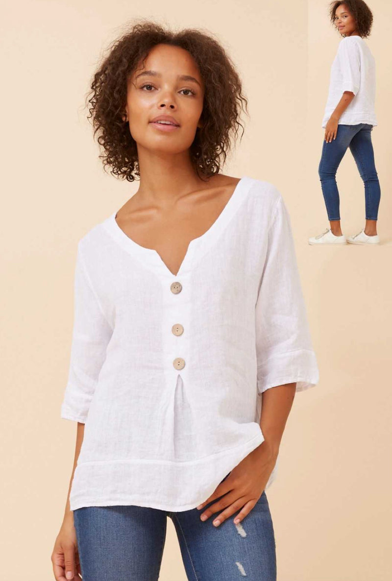 KARIAN WHITE LINEN TOP