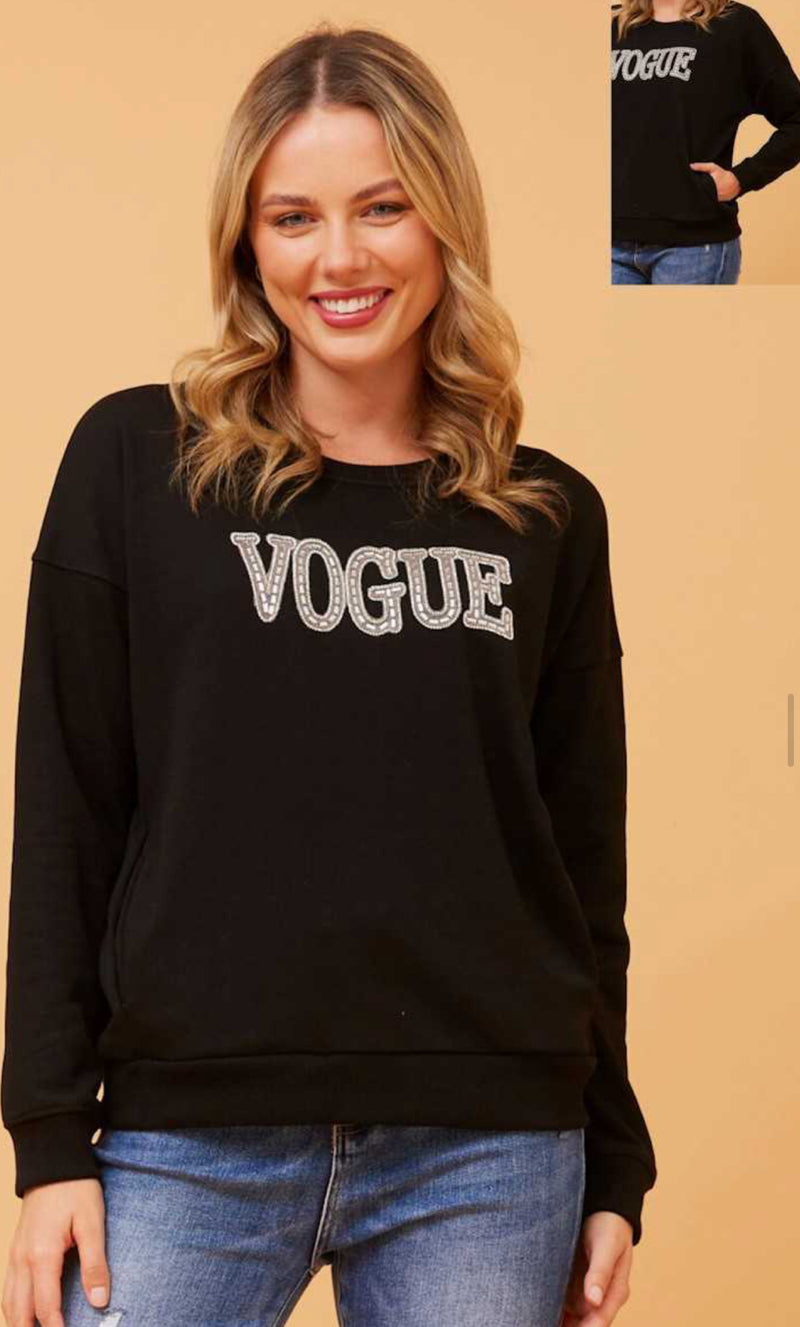 VOGUE MOTIF FLEECE JUMPER