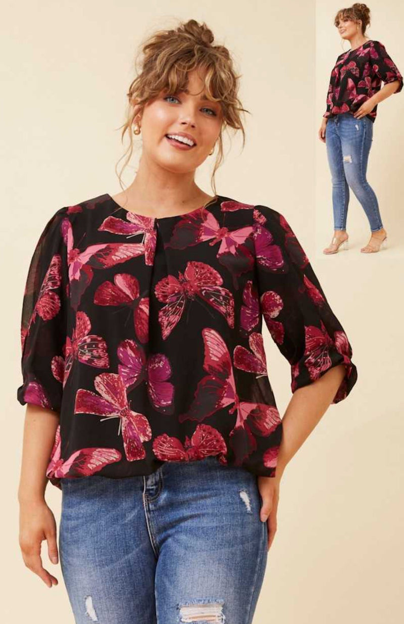CRIMSON BUTTERFLY TOP