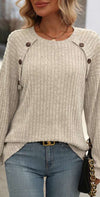 RIBBED BUTTON KNIT